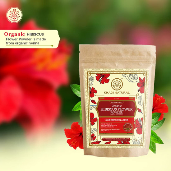 KHADI NATURAL Hibiscus Flower Organic Powder - Nourish Hair & Skin
