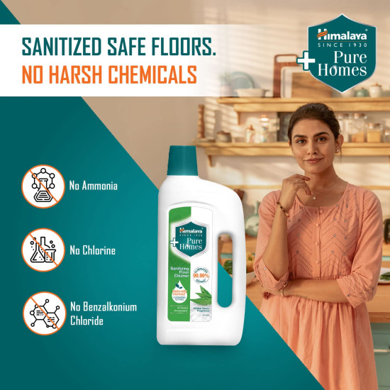 Himalaya Pure Homes Sanitizing Floor Cleaner HERBAL GREEN 1 LITRE - Eliminates 99.99% of Germs