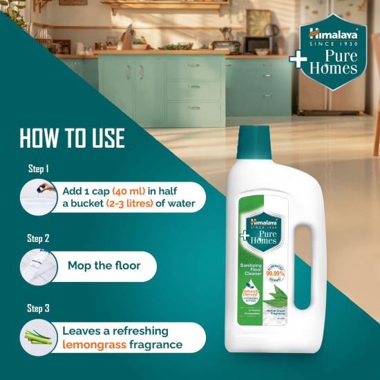 Himalaya Pure Homes Sanitizing Floor Cleaner HERBAL GREEN 1 LITRE - Eliminates 99.99% of Germs