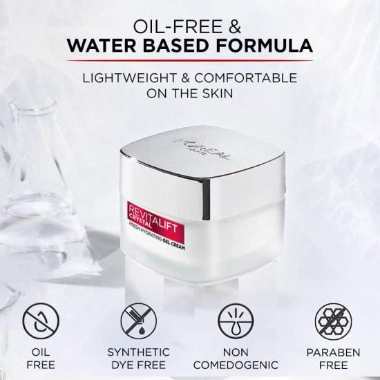 L'Oreal Paris Revitalift Crystal Fresh Hydrating Gel Cream - Oil-Free Moisturiser with Salicylic Acid