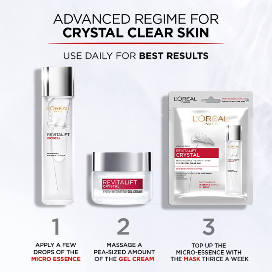 L'Oreal Paris Revitalift Crystal Fresh Hydrating Gel Cream - Oil-Free Moisturiser with Salicylic Acid