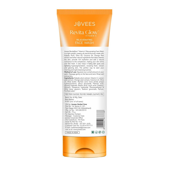 Jovees Herbal Vitamin C Face Wash 75g - Revita Glow with Kakadu Plum and Olives