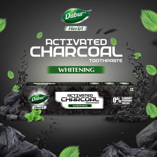 DABUR Herb'L Activated Charcoal Toothpaste - Fluoride Free Whitening