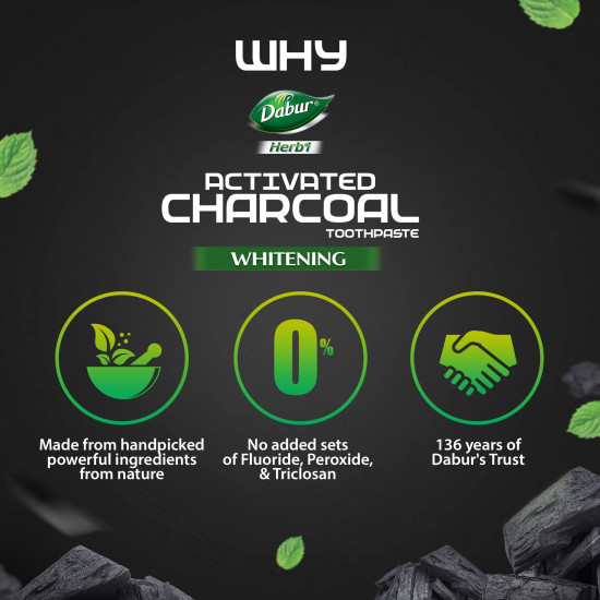 DABUR Herb'L Activated Charcoal Toothpaste - Fluoride Free Whitening