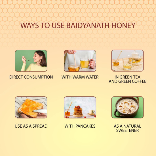 Baidyanath Pure Honey | C4 Approved - International Standard | 100% Natural with No added Sugar | Rich Source of Anti-Oxident & Natural Immunity Booster - 1 KG