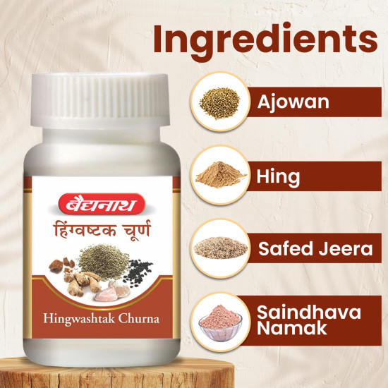 Baidyanath Hingwashtak Churna, an effective gastric stimulant and digestive remedy | Helps in loss of appetite, indigestion, flatulence, Stomach-ache and loss of taste | (120 g)