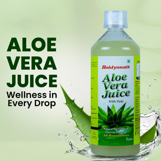 Baidyanath Aloe Vera Juice (with Pulp)- 1000ML | No Added Sugar | Source of Natural Nutrients, Boosts Immunity & Digestion (Pack of 1)