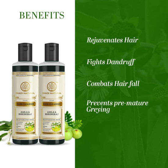 Khadi Natural Amla & Bhringraj Hair Shampoo - Ayurvedic Anti-Dandruff Solution
