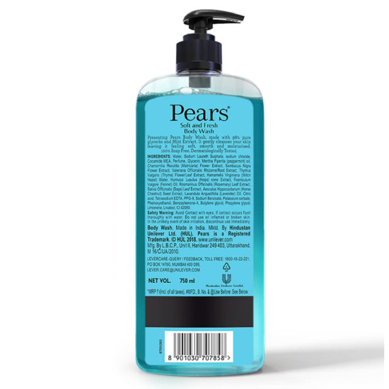Pears Soft & Fresh Shower Gel - 98% Pure Glycerine, 750 ml