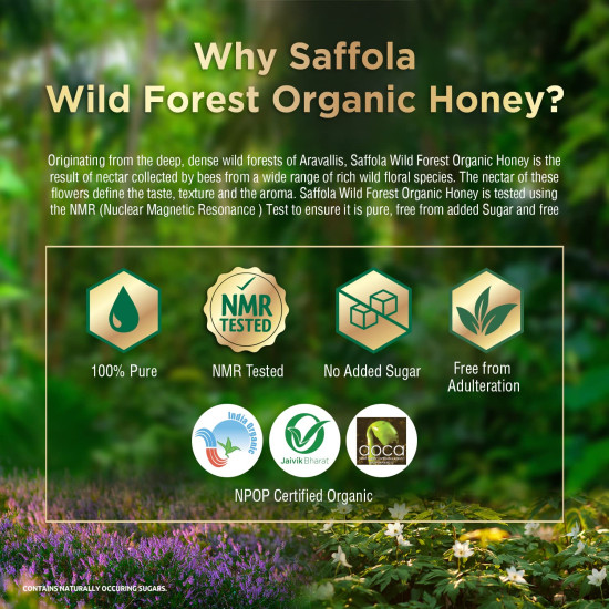 Saffola Wild Forest Organic Honey - 100% Pure & NMR Tested