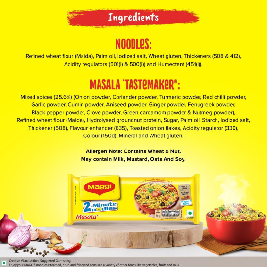 MAGGI 2-Minute Instant Noodles - Masala Flavor with Iron