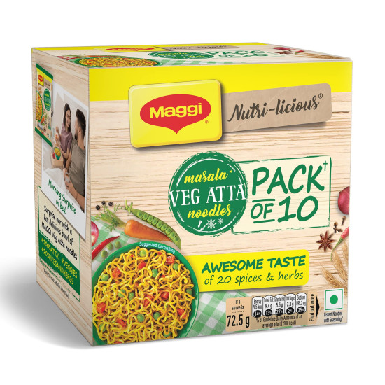 MAGGI Nutrilicious Masala Veg Atta Noodles - 20 Spices & Herbs