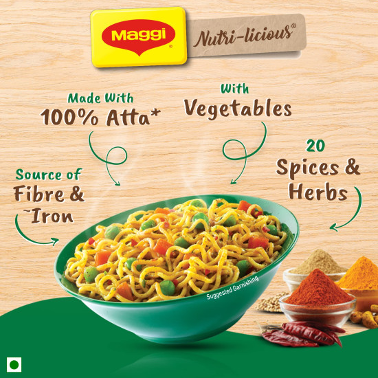 MAGGI Nutrilicious Masala Veg Atta Noodles - 20 Spices & Herbs