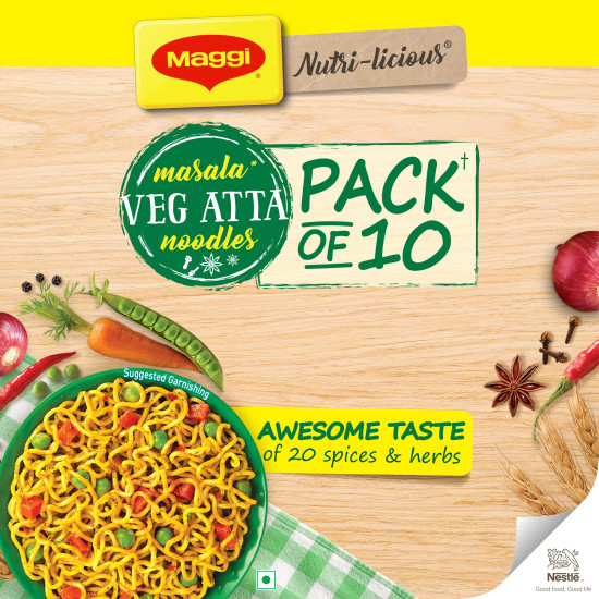 MAGGI Nutrilicious Masala Veg Atta Noodles - 20 Spices & Herbs