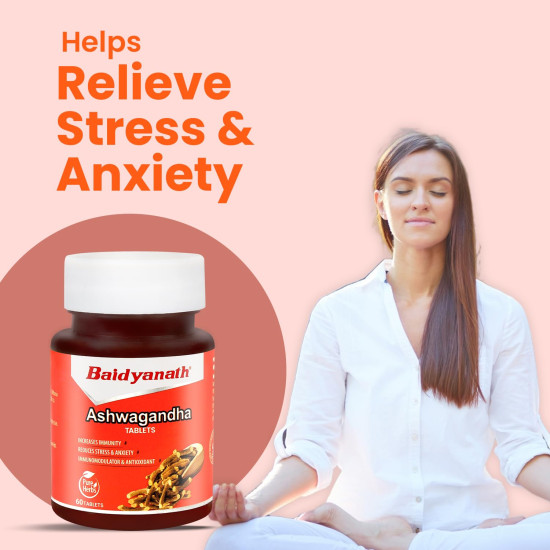 Baidyanath Ashwagandha 60 Tablets for General Wellness | Helps Release Stress & Anxiety (Pack of 1)