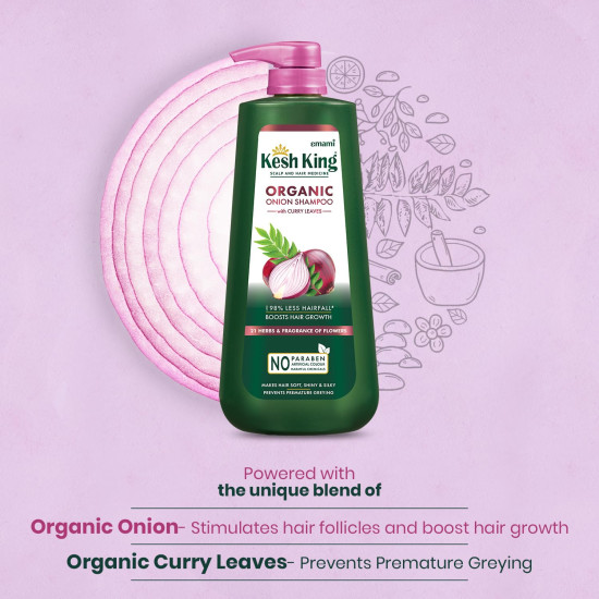 Kesh King Organic Onion Shampoo - Reduces Hair Fall & Boosts Growth Kesh King Organic Onion Shampoo - Reduces Hair Fall & Boosts Growth