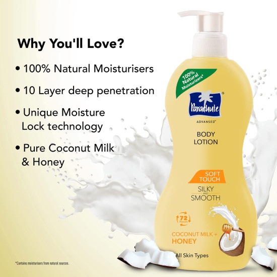 Parachute Advansed Soft Touch Body Lotion - Pure Coconut Milk & Honey