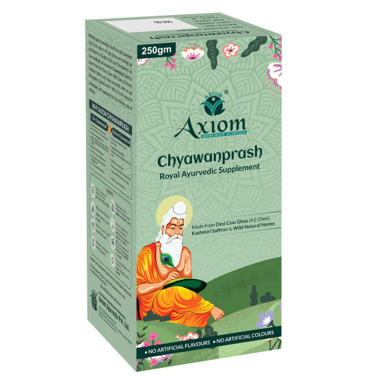 Axiom Royal Ayurvedic Chyawanprash - 250gm | Made With Desi Cow Ghee (A2 Ghee), Kashmiri Saffron with 40+ Ayurvedic Herbs | For all Seasons & Age Groups | Helps Build Strength & Stamina Health