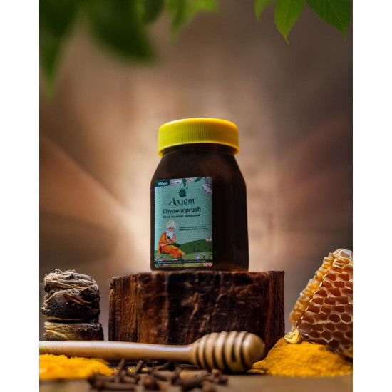 Axiom Royal Ayurvedic Chyawanprash - 250gm | Made With Desi Cow Ghee (A2 Ghee), Kashmiri Saffron with 40+ Ayurvedic Herbs | For all Seasons & Age Groups | Helps Build Strength & Stamina Health