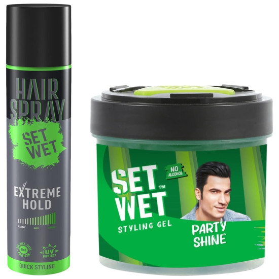 Set Wet Extreme Hold Styling Hair Spray & Gel for Men - Strong Hold & Sexy Style