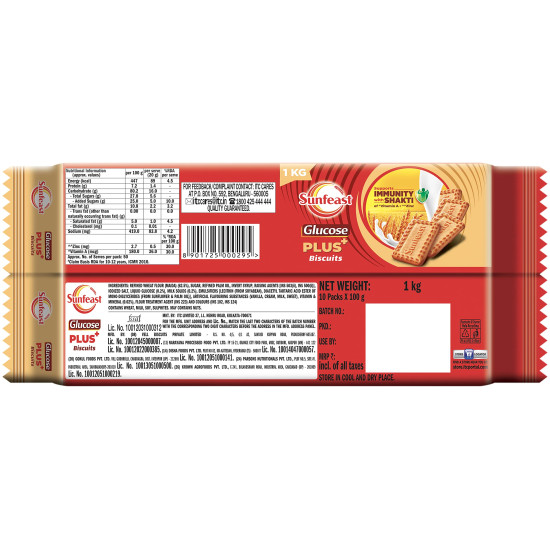 Sunfeast Glucose Plus, 1 Kg - Wholesome and Nourishing Biscuits