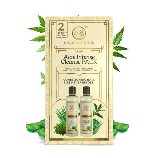 Khadi Natural Aloe Intense Cleanse Pack - Anti-Hair Fall Shampoo & Conditioner