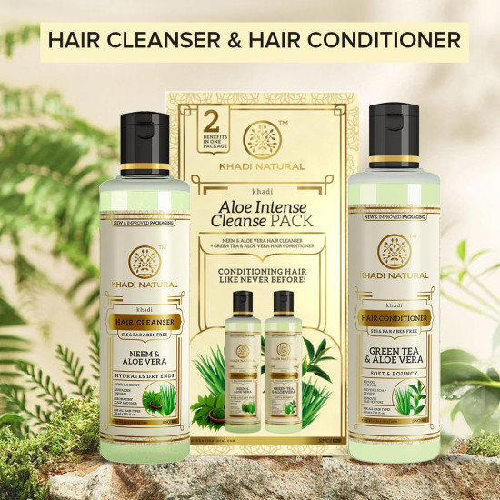 Khadi Natural Aloe Intense Cleanse Pack - Anti-Hair Fall Shampoo & Conditioner