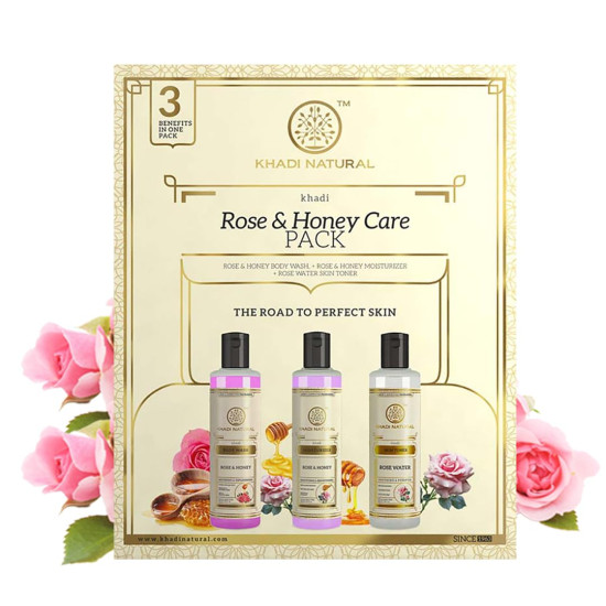 Khadi Natural Rose & Honey Gift Pack - Natural Skincare for All Skin Types