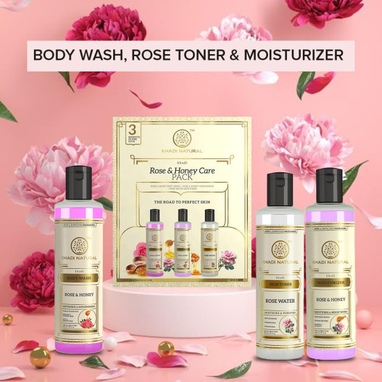 Khadi Natural Rose & Honey Gift Pack - Natural Skincare for All Skin Types