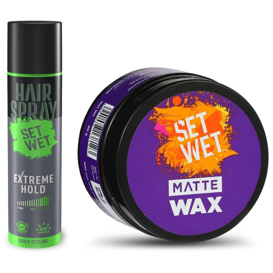 Set Wet Extreme Hold Hair Spray & Matte Wax for Men - Ultimate Styling Duo