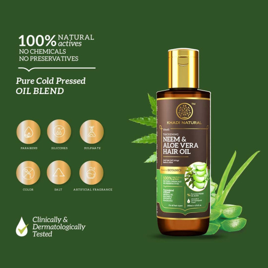 Khadi Natural Neem & Aloe Vera Hair Oil - Anti-Dandruff, Pure & Natural