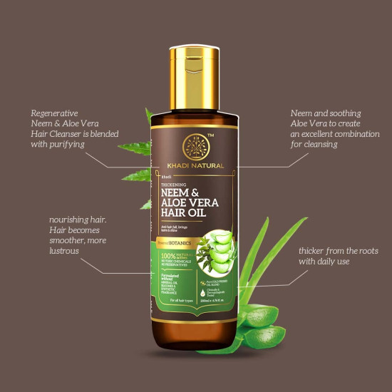 Khadi Natural Neem & Aloe Vera Hair Oil - Anti-Dandruff, Pure & Natural