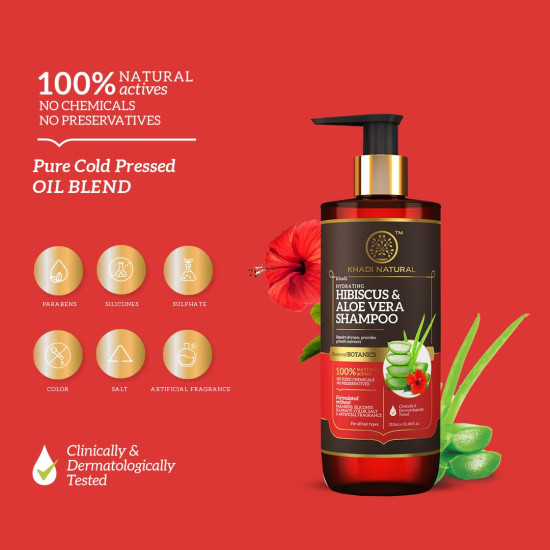 KHADI NATURAL Hibiscus & Aloe Vera Shampoo - Sulphate & Paraben Free