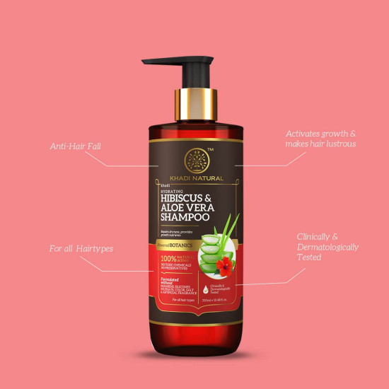 KHADI NATURAL Hibiscus & Aloe Vera Shampoo - Sulphate & Paraben Free