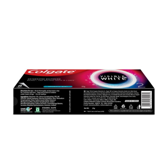 Colgate Visible White O2 Teeth Whitening Toothpaste - Enamel Safe & Aromatic Mint