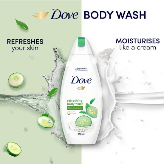 Dove Refreshing Body Wash - Cucumber & Green Tea Scent, 250 ml