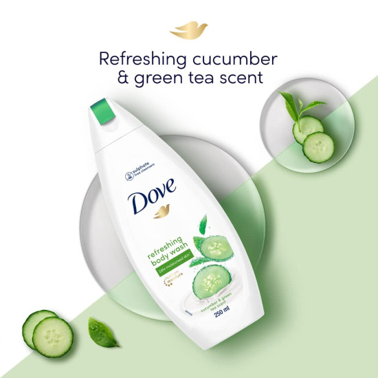 Dove Refreshing Body Wash - Cucumber & Green Tea Scent, 250 ml