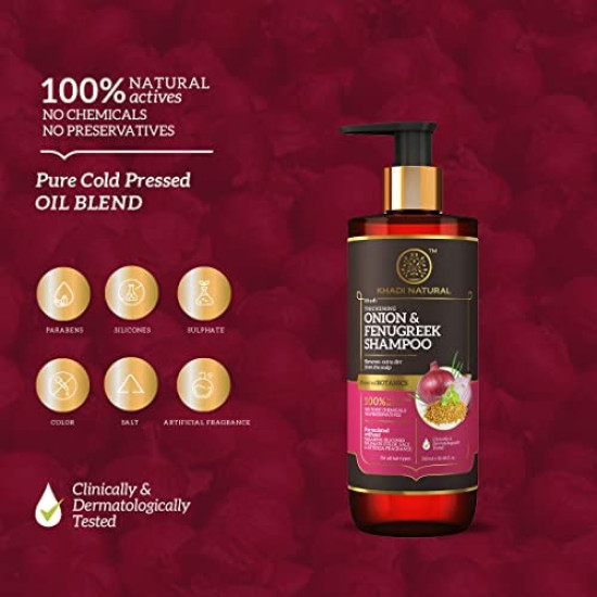 Khadi Natural Onion & Fenugreek Shampoo - Sulphate Free, Hair Growth Formula