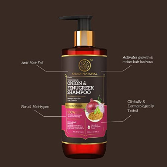 Khadi Natural Onion & Fenugreek Shampoo - Sulphate Free, Hair Growth Formula