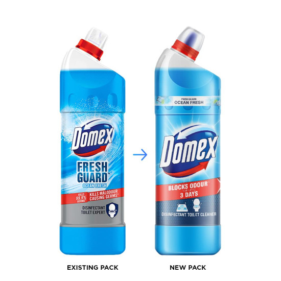 Domex Fresh Guard Disinfectant Toilet Cleaner - Ocean Fresh - Freshness for 100 Flushes Domex Fresh Guard Disinfectant Toilet Cleaner - Ocean Fresh - Freshness for 100 Flushes
