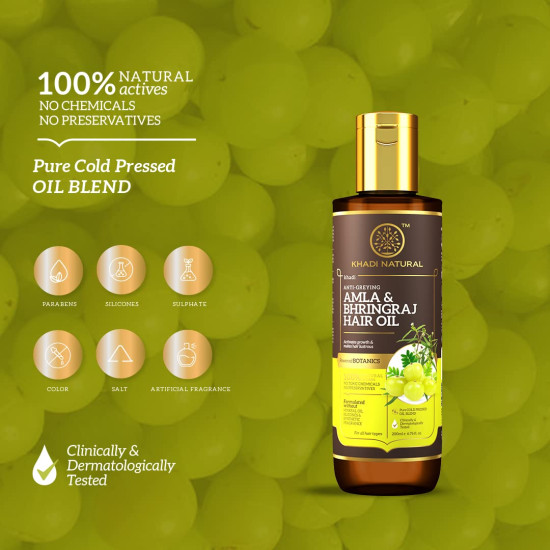 Khadi Natural Amla & Bhringraj Hair Oil - Herbal Oil for Boosting Hair Growth