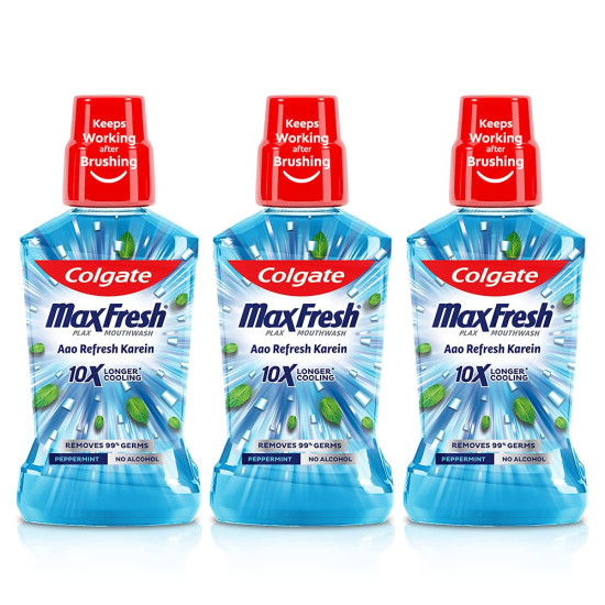 Colgate Maxfresh Plax Antibacterial Mouthwash - 24/7 Fresh Breath Peppermint