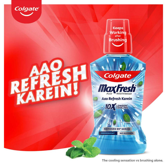 Colgate Maxfresh Plax Antibacterial Mouthwash - 24/7 Fresh Breath Peppermint