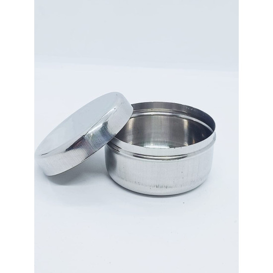 Stainless Steel Flat Steel Dabbi/Fridge Container 25 ml (Pack of 10)