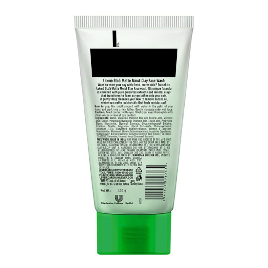 Lakme 9to5 Matte Moist Clay Facewash - Oil Removal & Refreshing Matte Skin