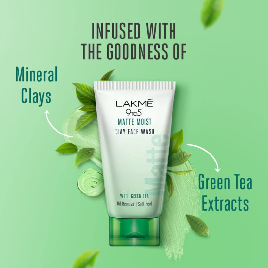 Lakme 9to5 Matte Moist Clay Facewash - Oil Removal & Refreshing Matte Skin