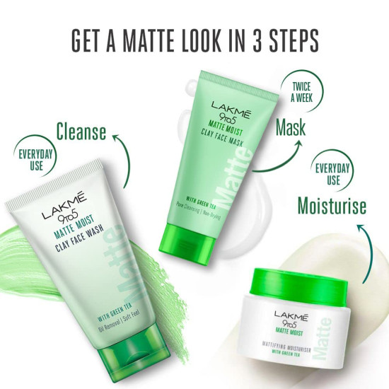 Lakme 9to5 Matte Moist Clay Facewash - Oil Removal & Refreshing Matte Skin
