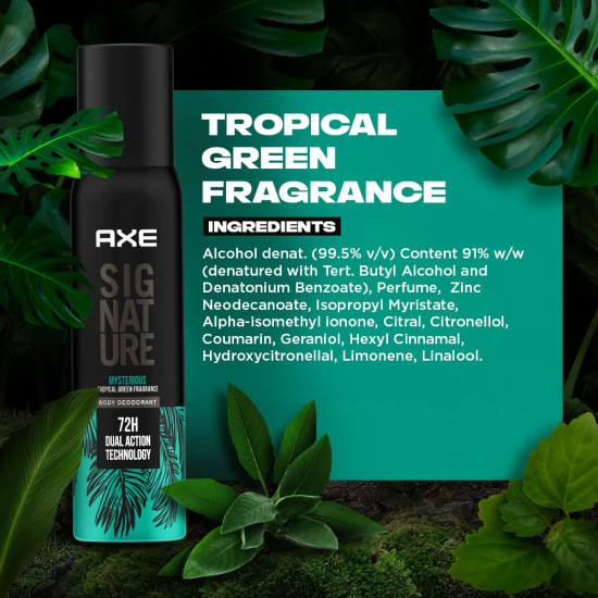 Axe Signature Mysterious Long Lasting No Gas Body Deodorant For Men - Tropical Green Fragrance