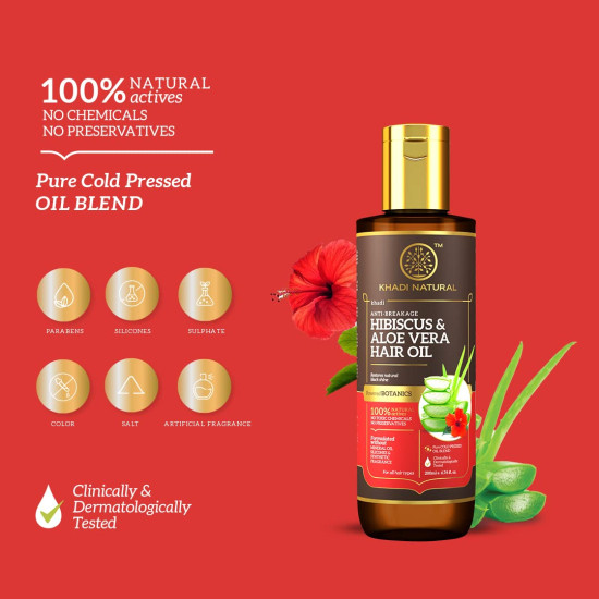 Khadi Natural Hibiscus & Aloe Vera Hair Oil - Anti-Breakage Formula