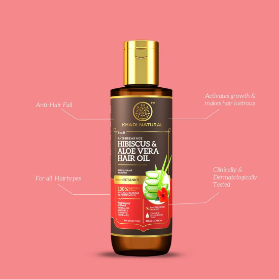 Khadi Natural Hibiscus & Aloe Vera Hair Oil - Anti-Breakage Formula